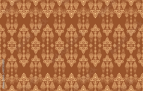 Geometric ethnic oriental pattern traditional Design for background,carpet,wallpaper,clothing,wrapping,Batik,fabric,Vector embroidery style.
