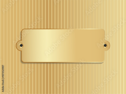 Name Engraving golden plate. Polished decorative plate surface background