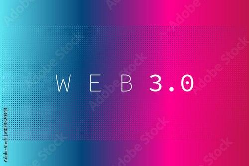 Web3.0 decentralized internet. Blockchain, cryptocurrency. Abstract vector blue pink gradient dotted pattern for illustration, decentralization, marketplace, design element