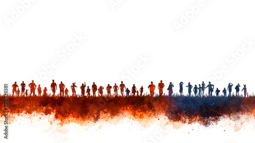 Silhouetted Figures Against a Colorful Background