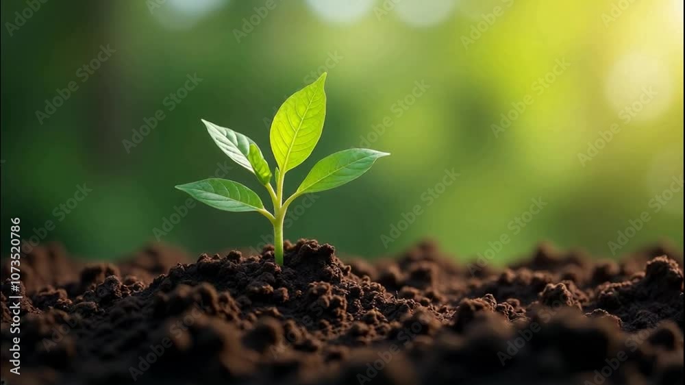 Rich, dark soil sits ready for planting, with a lush green background and sunlight streaming through Rich, dark soil sits ready for planting, with a lush green background and sunlight streaming through