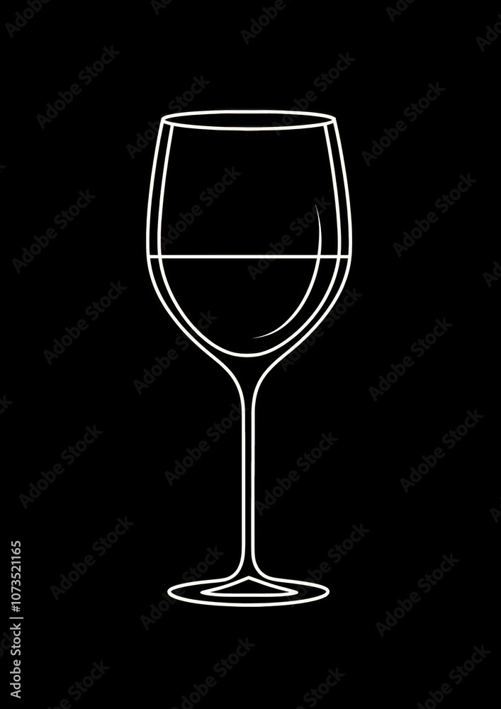 A wine glass is shown in a black and white drawing A wine glass is shown in a black and white drawing
