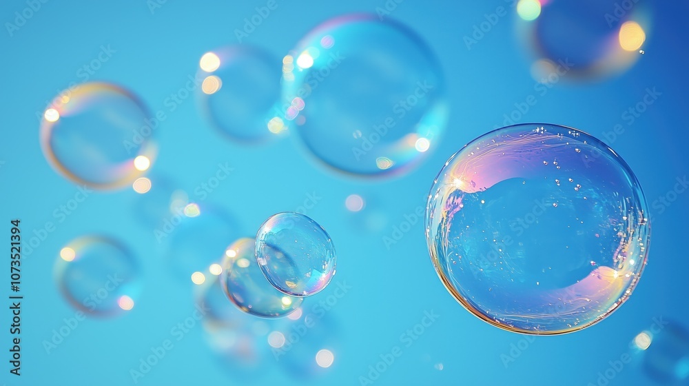 Delicate soap bubbles with rainbow hues float against a blue sky, evoking a sense of joy and lightness. Delicate soap bubbles with rainbow hues float against a blue sky, evoking a sense of joy and lightness.