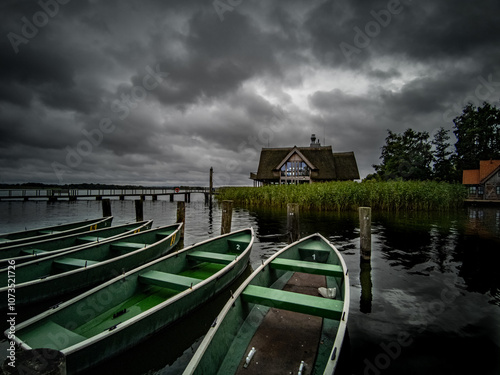 Dark clouds at the lake photo