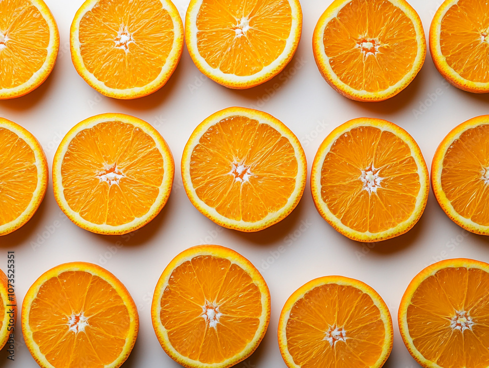 Oranges that have been cut into thin slices and arranged carefully.
Oranges that have been cut into thin slices and arranged carefully.