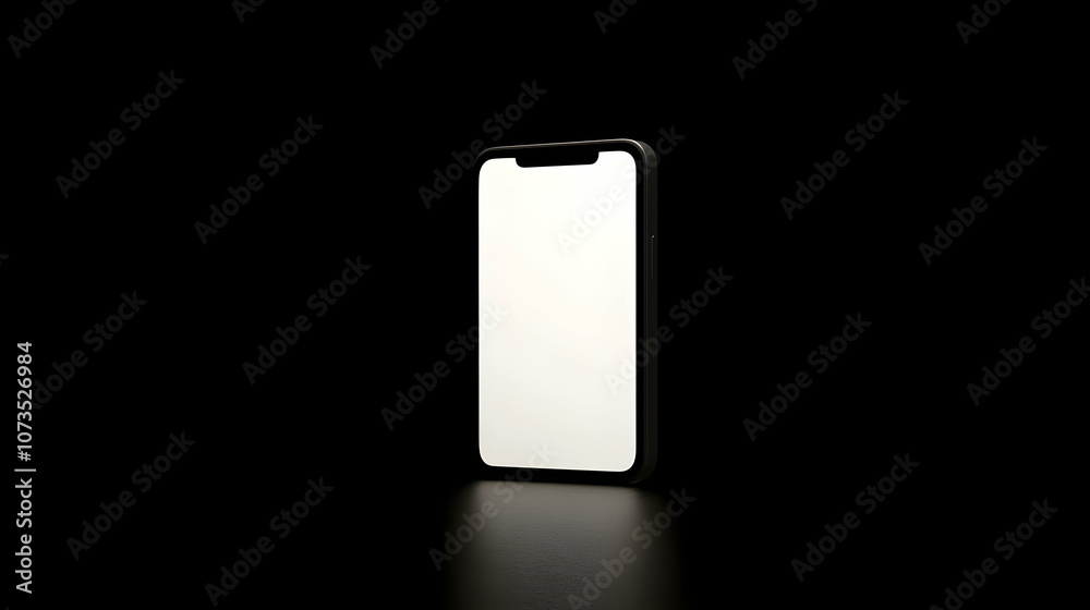 A modern smartphone with a blank screen, isolated on a black background. A modern smartphone with a blank screen, isolated on a black background.