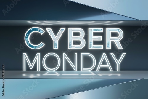 Clean and minimal Cyber Monday banner with futuristic tech vibe photo