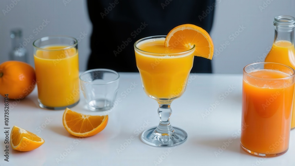 Refreshing Orange Juice Display: Perfect for Breakfast, Brunch, or a Healthy Snack - Vibrant and Inviting Refreshing Orange Juice Display: Perfect for Breakfast, Brunch, or a Healthy Snack - Vibrant and Inviting