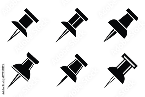Push pin icon set in vector art