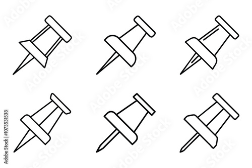 Push pin icon set in vector art