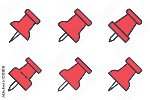 Push pin icon set in vector art