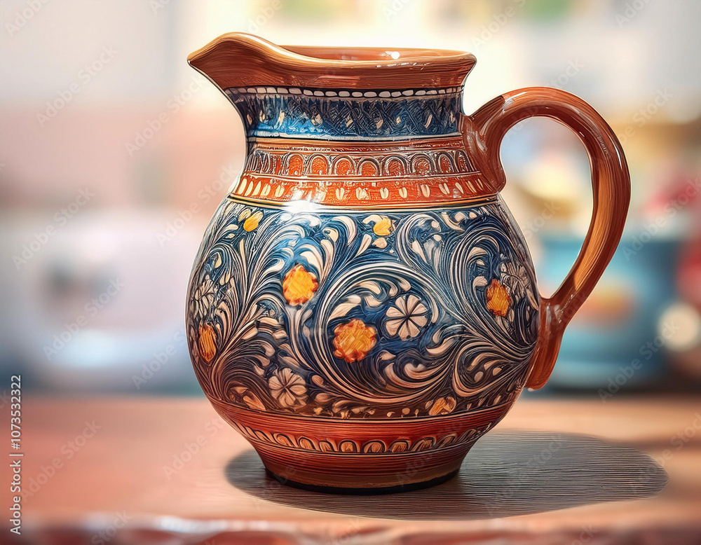 Close-Up Illustration of a Ceramic Jug Close-Up Illustration of a Ceramic Jug