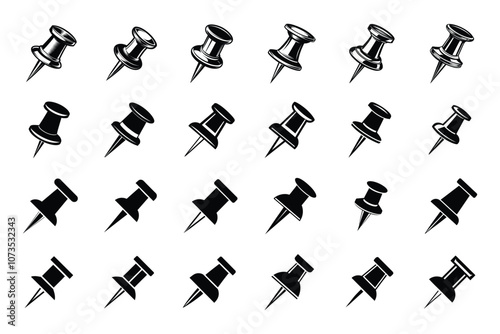 Push pin icon set in vector art
