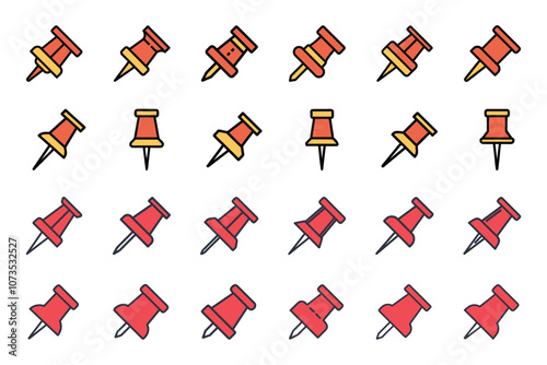 Push pin icon set in vector art