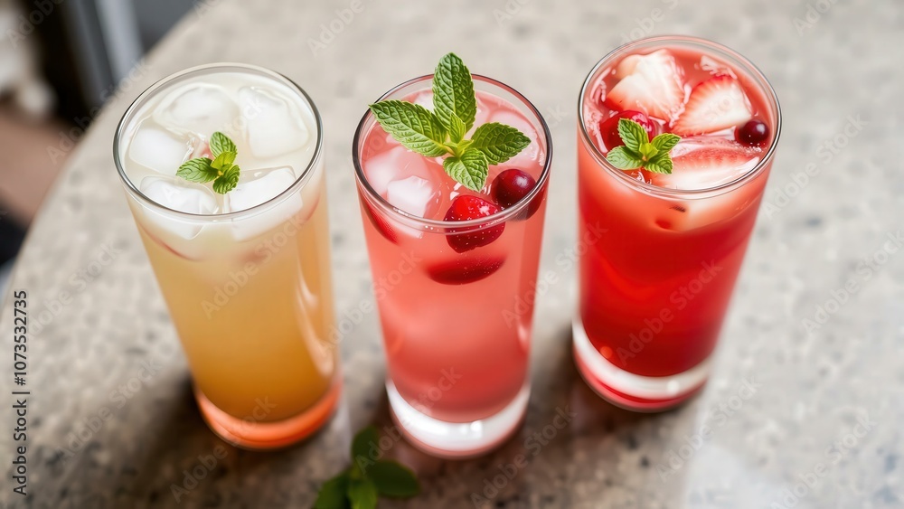 Refreshing Summer Drinks: Vibrant Cocktails with Fresh Fruits and Mint for Relaxation and Enjoyment Refreshing Summer Drinks: Vibrant Cocktails with Fresh Fruits and Mint for Relaxation and Enjoyment