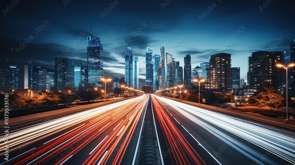 Fototapeta premium Night Cityscape with Blurred Lights