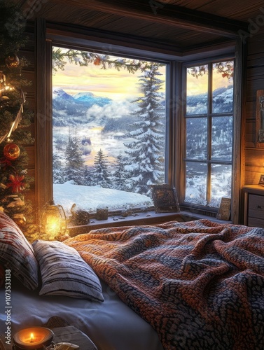 Cozy Cabin Bedroom with Win...
