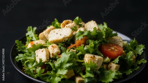 Fresh Green Salad with Chicken and Tomatoes - Perfect for Healthy Meals, Dieting, and Lunch Ideas