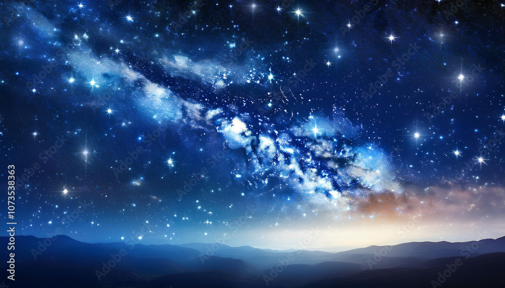 Naklejka premium Starry Night Background with Sparkling Stars and Deep Space Vibe