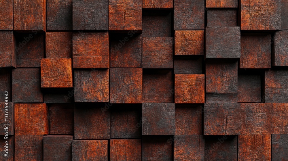 Rustic wood block texture with natural tones, creating a rough and earthy background

