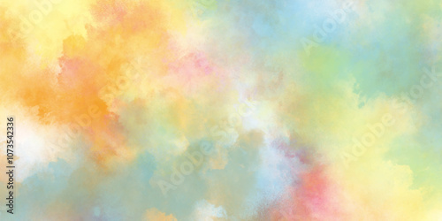 Abstract Colorful watercolor background template, brush digital art painting soft focus for texture, Oil painting in yellow and Blue hues with rich textures, Perfect for card, banner, template.