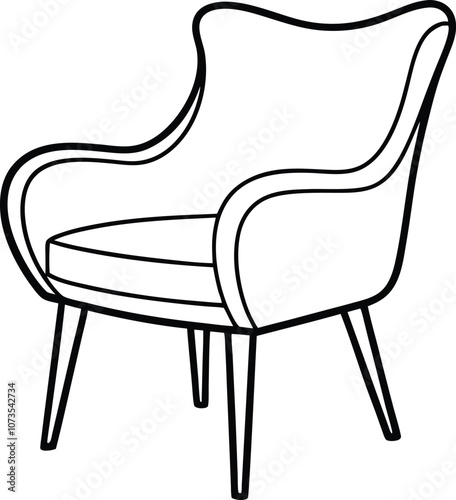 chair line art, chair outline vector illustration