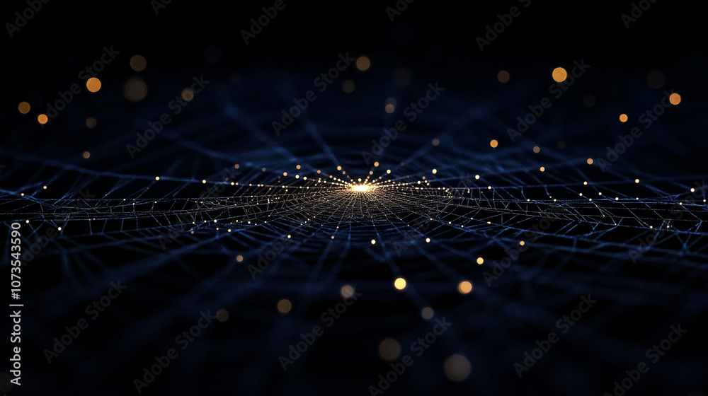 Cosmic Web: Abstract digital art depicting a glowing, interconnected network of particles against a dark background. A mesmerizing visual representation of connection and data flow. Cosmic Web: Abstract digital art depicting a glowing, interconnected network of particles against a dark background. A mesmerizing visual representation of connection and data flow.