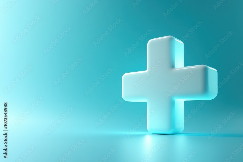 Abstract geometric medical cross shape illuminated by soft lighting Abstract geometric medical cross shape illuminated by soft lighting