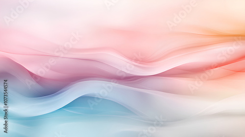 Minimalist Abstract Background with Undulating Waves in Soft Gradient Colors of Pale Blue, Pink, Coral, and Navy