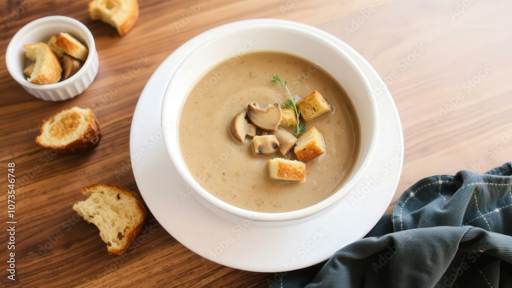 Warm Up with Creamy Mushroom Soup and Crispy Croutons - Perfect for Cozy Meals and Comfort Food Lovers Warm Up with Creamy Mushroom Soup and Crispy Croutons - Perfect for Cozy Meals and Comfort Food Lovers