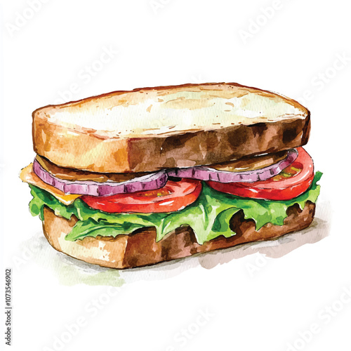 Sandwich watercolor clipart illustration