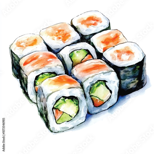 Rolls watercolor clipart illustration