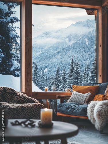 Cozy Cabin Interior with a ...