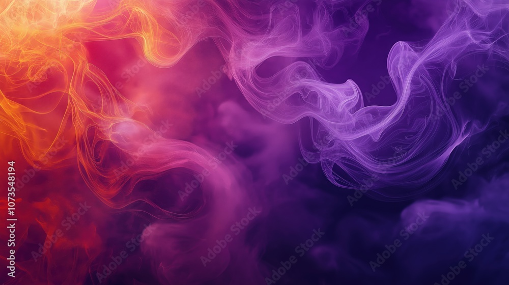 Abstract digital art of smoke in the colors of purple, orange and red Abstract digital art of smoke in the colors of purple, orange and red