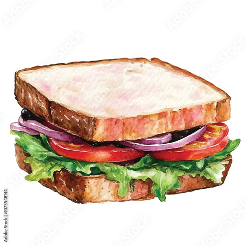 Sandwich watercolor clipart illustration