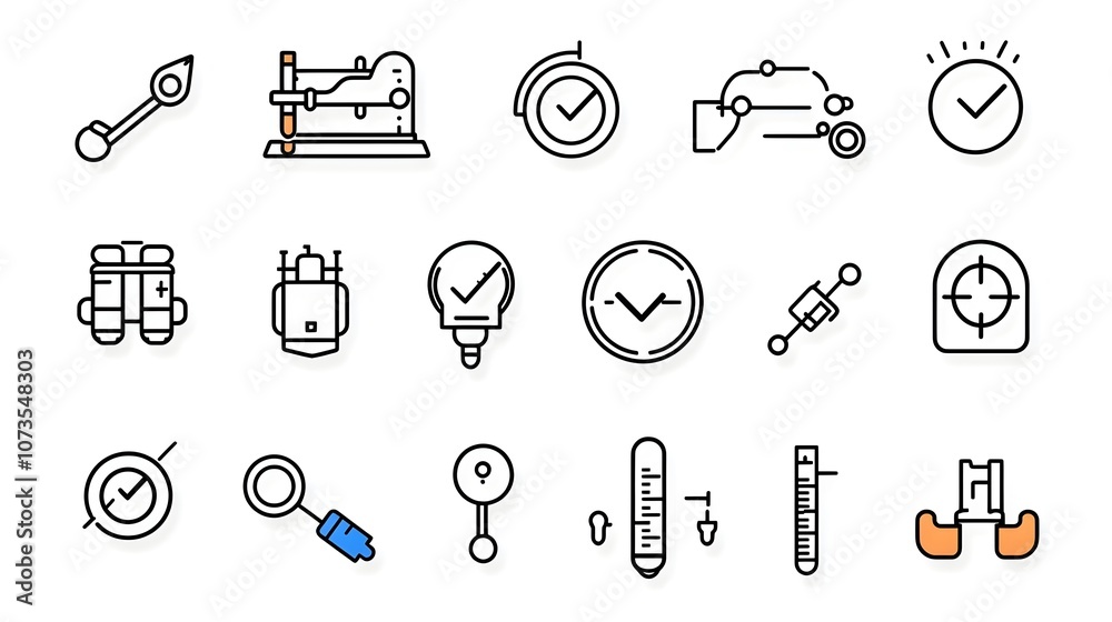 Contrl Testing Icon Set of minimalist control icons in clean line art style designed for ...