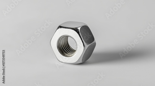 Photo of a hexagonal nut on a white background