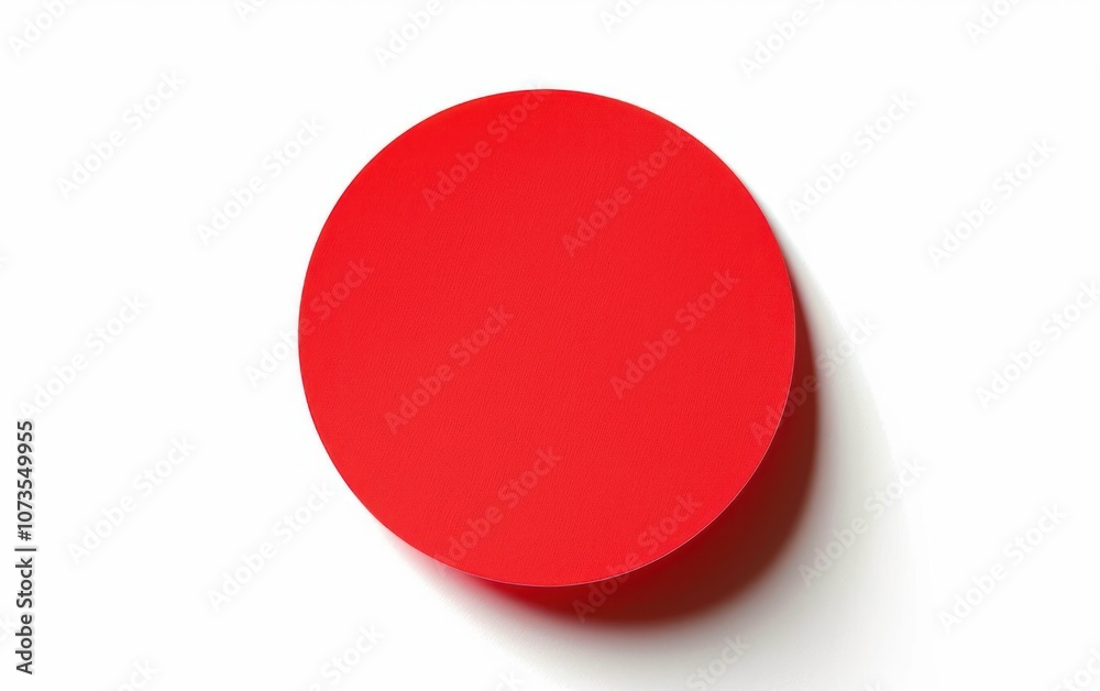 Red circle on white background with sharp shadow. Minimalistic design for geometric shapes concept. Red circle on white background with sharp shadow. Minimalistic design for geometric shapes concept.