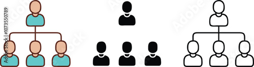 Organizational Chart Styles Simple, Black, White