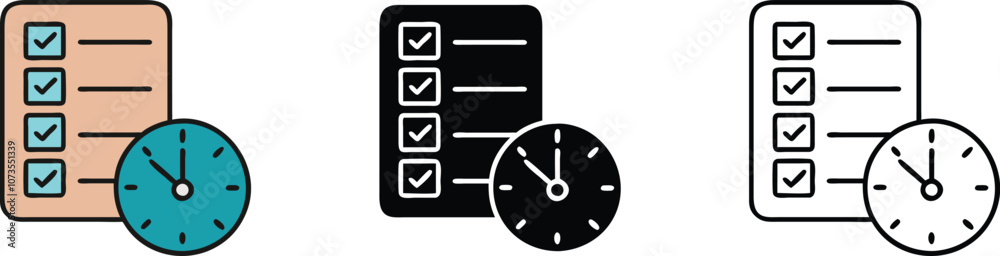 Checklist Time Management Icons Graphic Design Checklist Time Management Icons Graphic Design