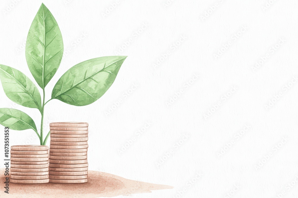 A plant growing over coins, symbolizing financial growth. A plant growing over coins, symbolizing financial growth.