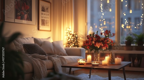 Cozy Living Room with Candl...