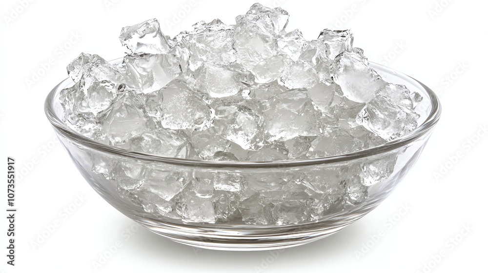 Bowl of ice cubes on a white isolated background. Bowl of ice cubes on a white isolated background.