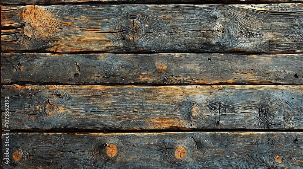 A close-up view of textured wooden planks with a rustic finish.