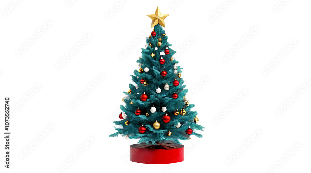 Christmas Tree with Red and Gold Ornaments, Isolated on transparent background. Christmas Tree with Red and Gold Ornaments, Isolated on transparent background.