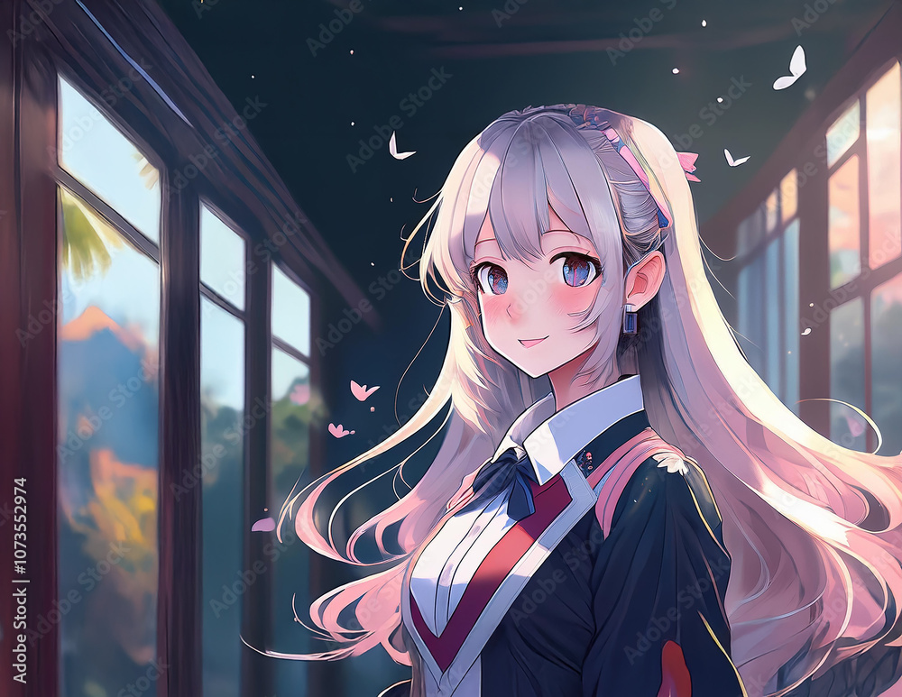 Manga Mädchen in Schuluniform