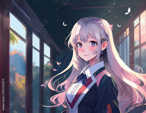 Manga Mädchen in Schuluniform