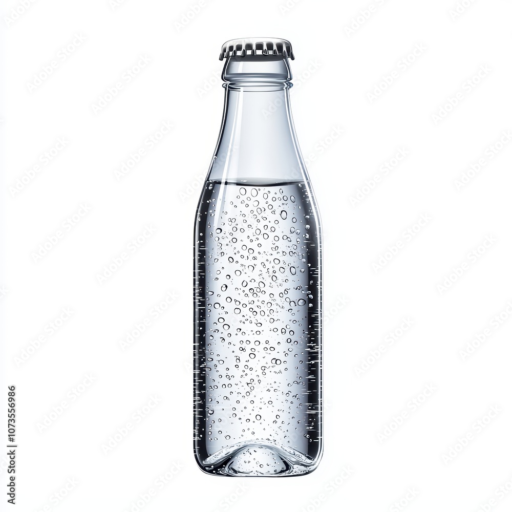 custom made wallpaper toronto digitalClear glass bottle filled with sparkling water and bubbles.