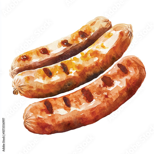 Sausage watercolor clipart illustration