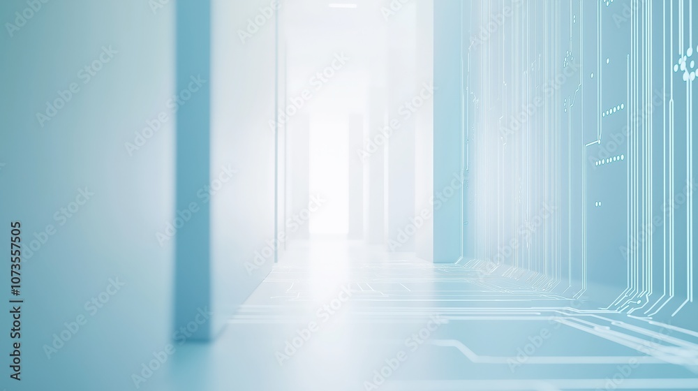 Obraz premium Light blue background with circuit lines and white space for text